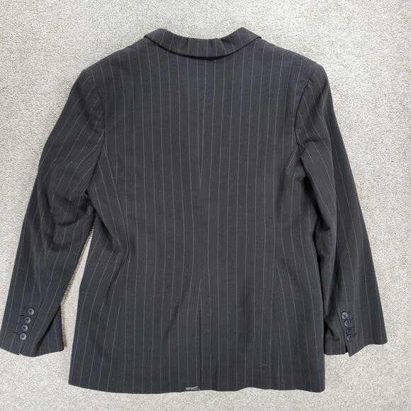 Vintage Norma‎ Kamali Boyfriend Suit Jacket Womens 16 Black Gray Pin Striped - Picture 3 of 16